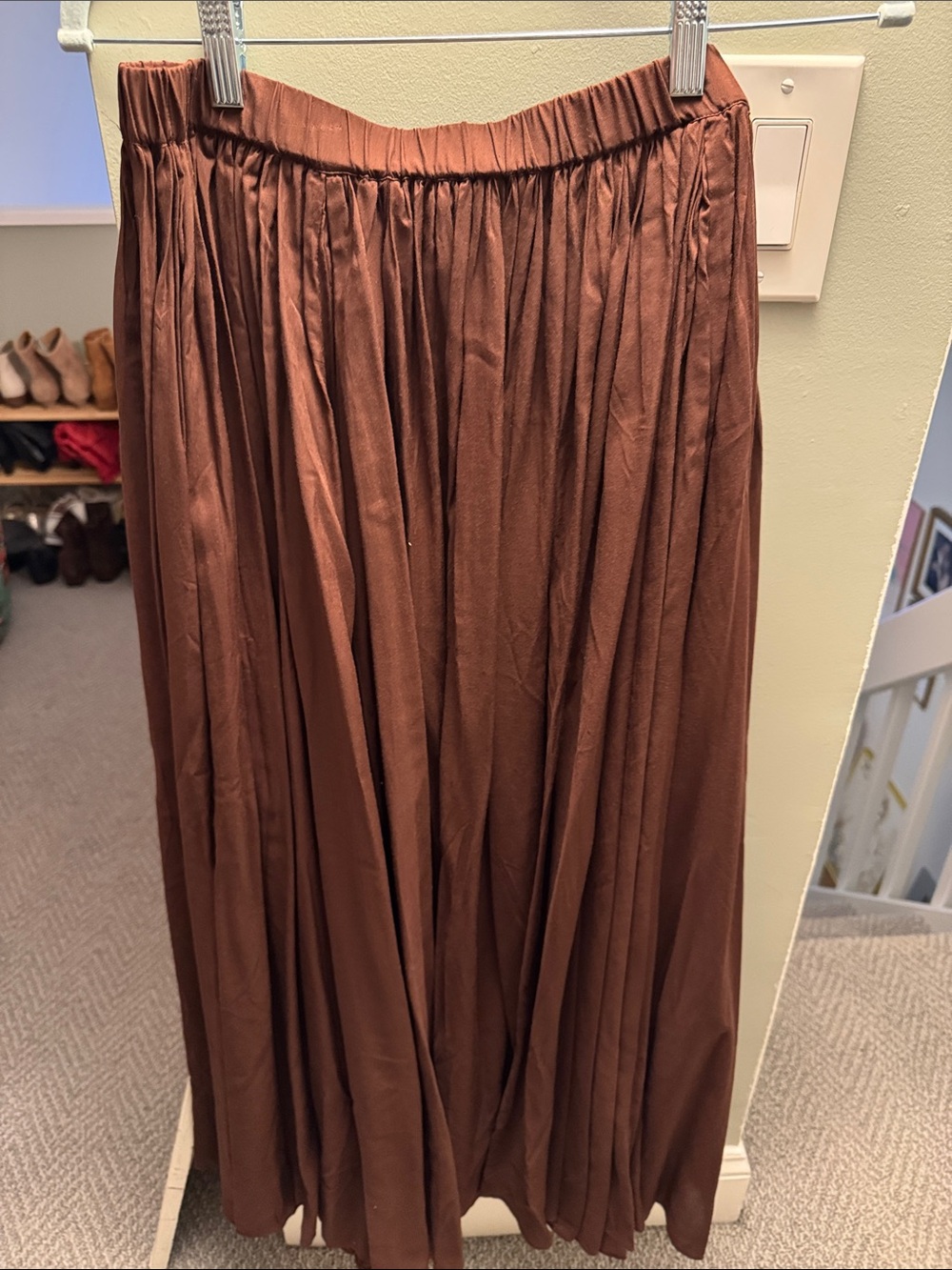 H&M Rust Brown Pleated Maxi Skirt